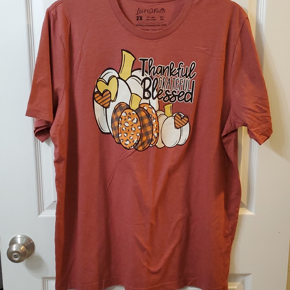 Thankful Grateful Blessed Graphic T-Shirt 2x